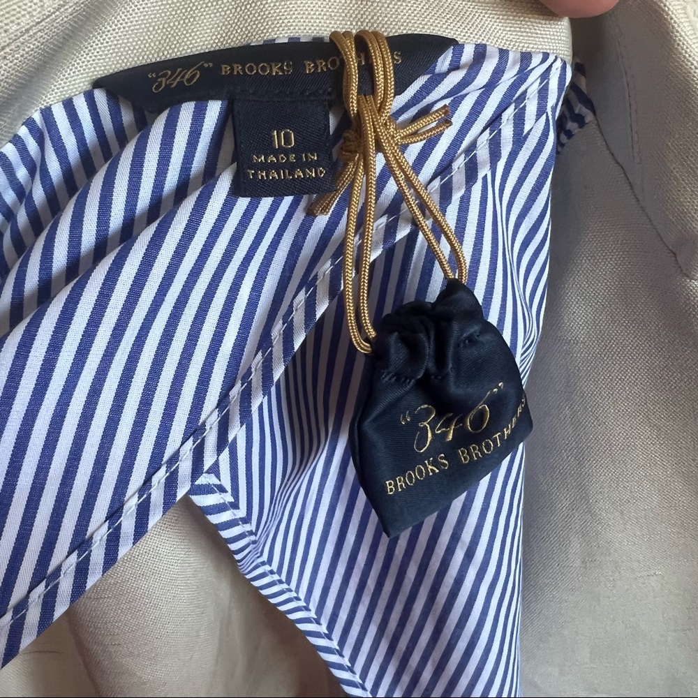 Brooks Brothers Linen Blend Khaki Double Breasted Jacket - Picture 11 of 11
